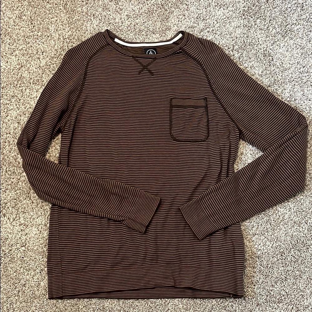 Men’s Volcom Brown and Black Striped Sweater